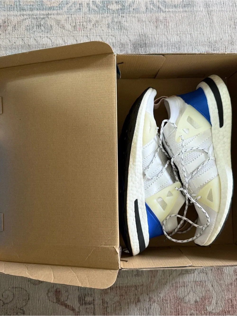 adidas Women’s White Cream & Blue Lace-Up Sneakers